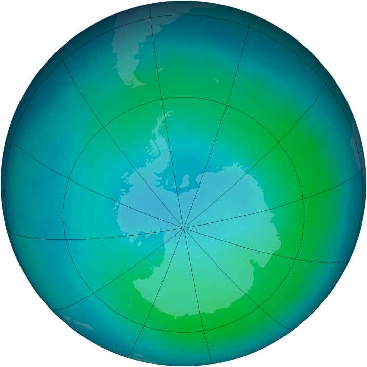 Antarctic ozone map for February 2012